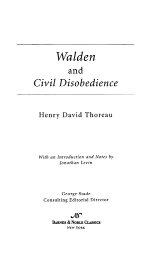 Walden and on the Duty of Civil Disobedience cover image.