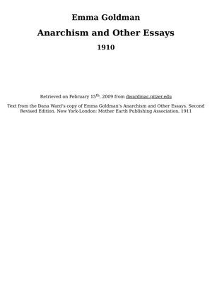 Anarchism and Other Essays cover image.
