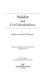 Walden and on the Duty of Civil Disobedience cover
